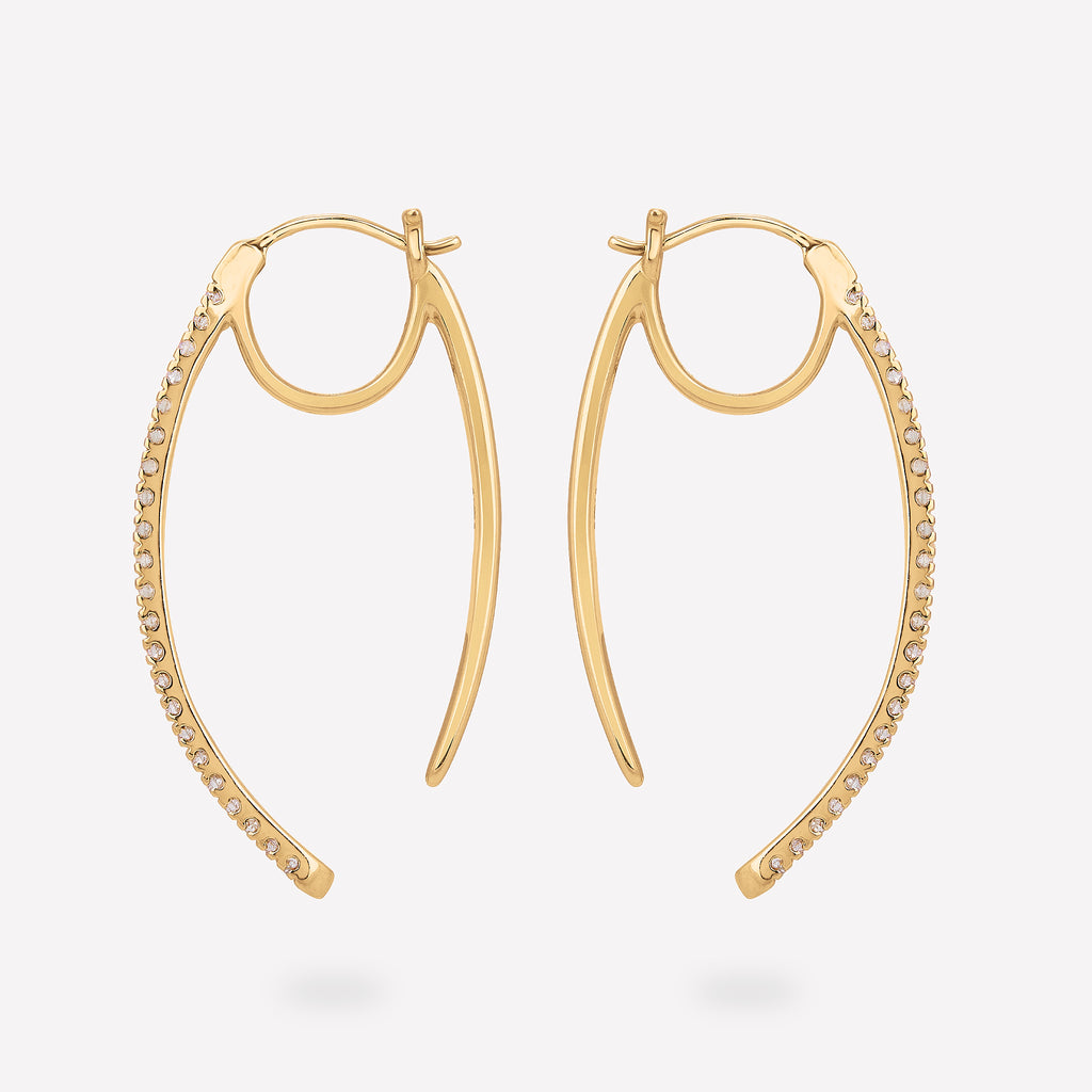 Women's 14k Yellow Gold Hoop Earrings with Diamond