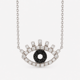 BLACK AND WHITE DIAMOND EVIL EYE NECKLACE