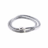 Hematite nugget bracelet with single silver bead stack for men
