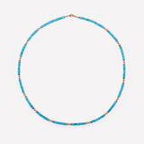 Turquoise and Yellow gold beaded necklace for women