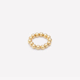 Yellow gold beaded ring for women