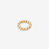Yellow gold beaded ring for women
