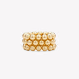 Yellow gold beaded ring stack for women
