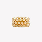 Yellow gold beaded ring stack for women