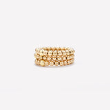 Yellow gold beaded ring stack for women