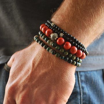 Black Beaded Onyx Bracelets for Men