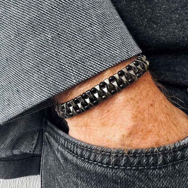 All About Beaded Hematite Bracelet for Men's