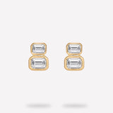 DIAMOND EMERALD BEZEL STACK STUD EARRING