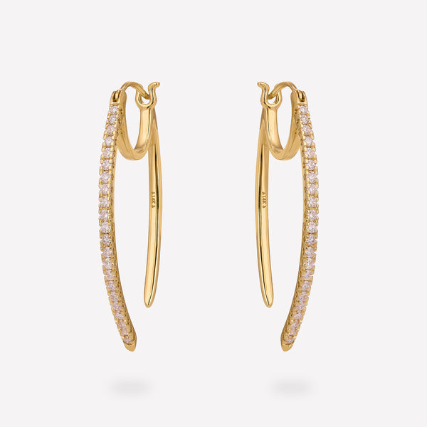 Diamond Wishbone Hoop Earrings