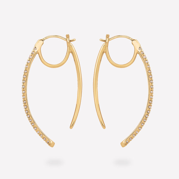 Diamond Wishbone Hoop Earrings