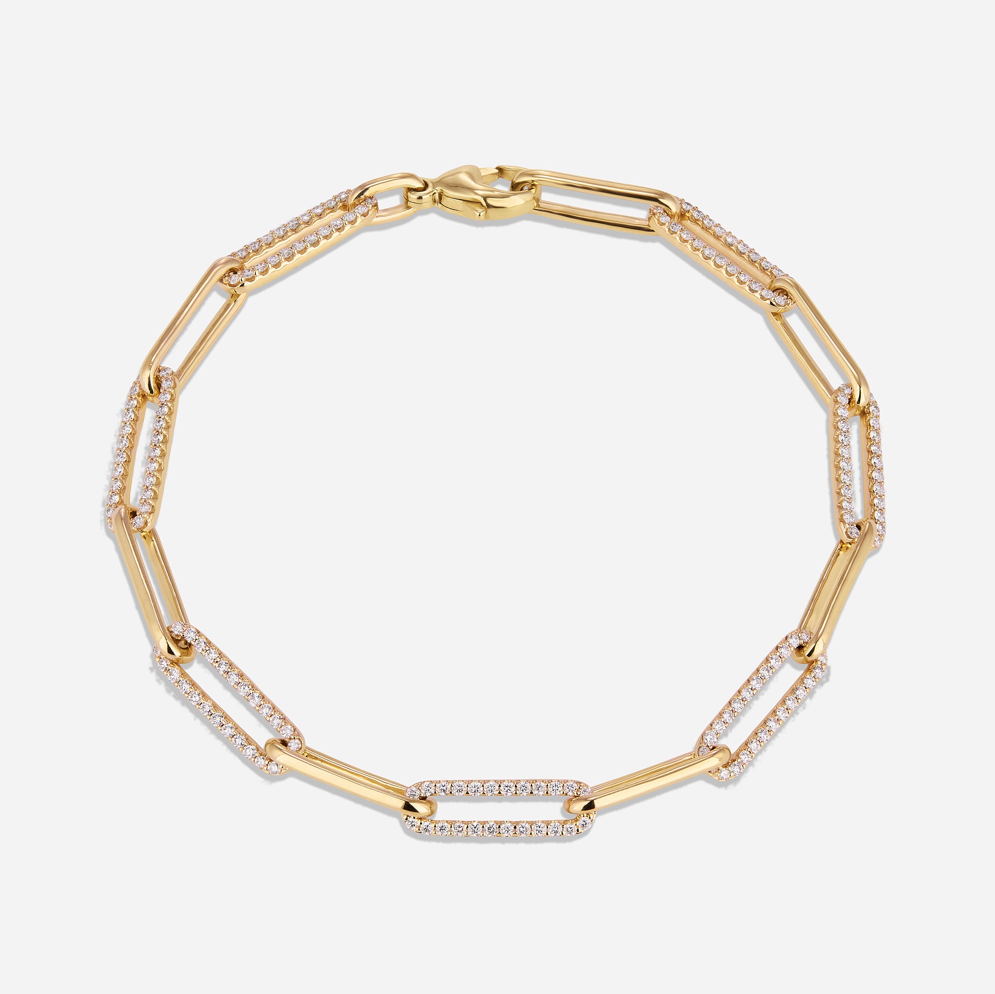 Women's 14K Yellow Gold Bracelet with Diamond & Gold Link