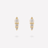 SMALL THREE STONE GRADUATED DIAMOND BAR EARRING