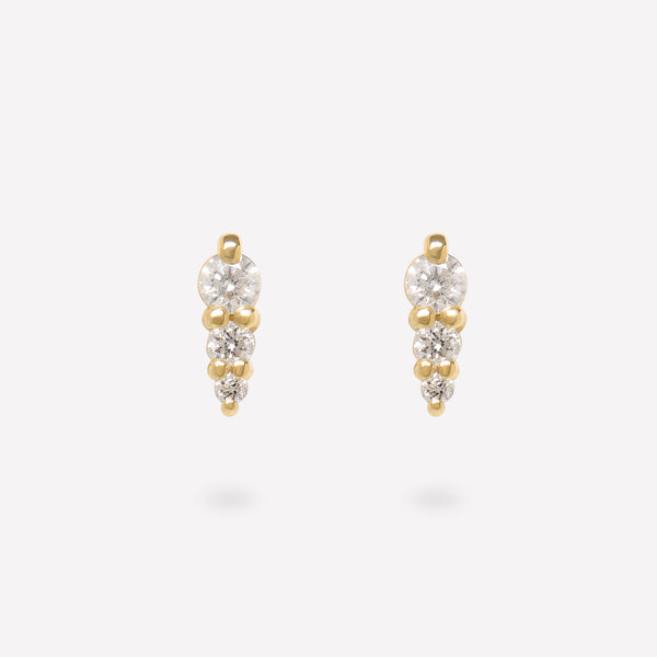 SMALL THREE STONE GRADUATED DIAMOND BAR EARRING