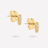 SMALL THREE STONE GRADUATED DIAMOND BAR EARRING