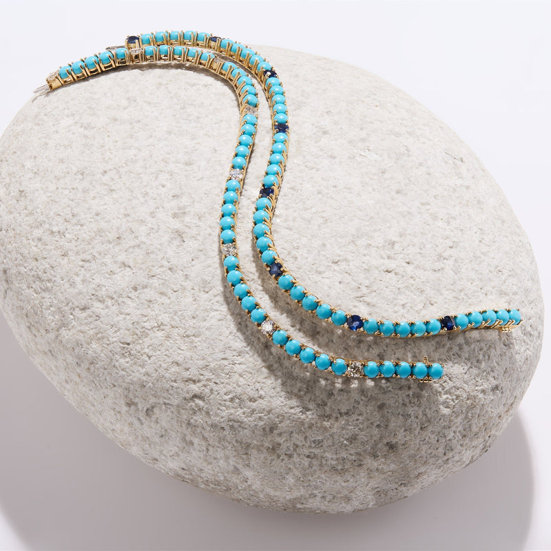 TURQUOISE AND DIAMOND OR SAPPHIRE TENNIS BRACELET