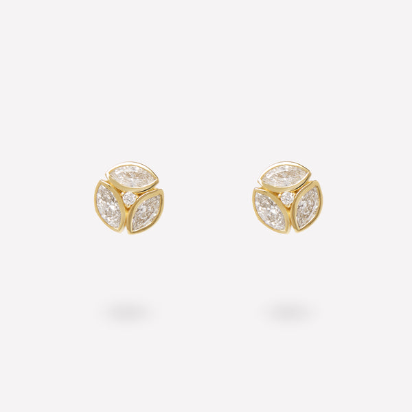 THREE STONES MARQUISE STUD EARRINGS