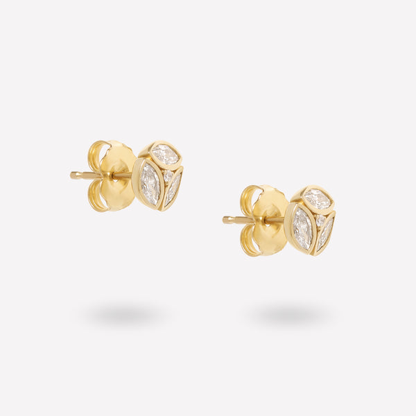 THREE STONES MARQUISE STUD EARRINGS