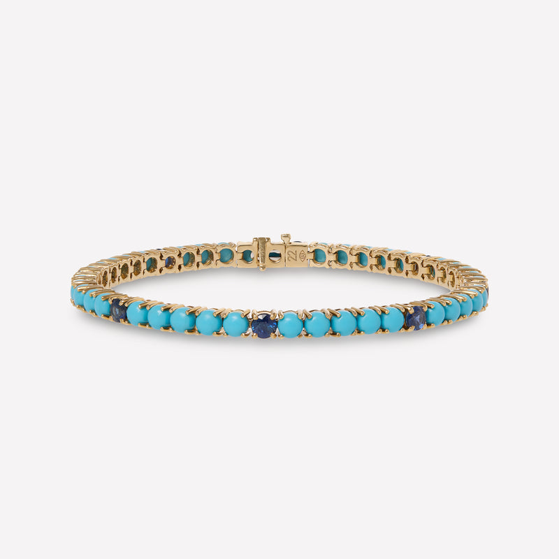 TURQUOISE AND DIAMOND OR SAPPHIRE TENNIS BRACELET