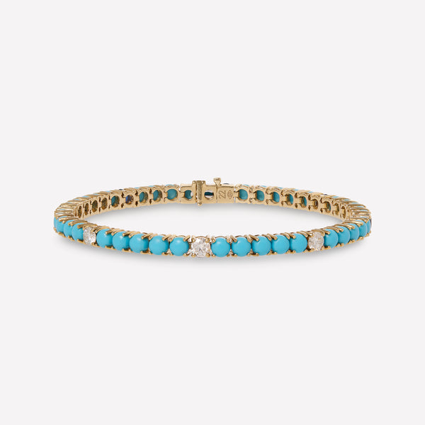 TURQUOISE AND DIAMOND OR SAPPHIRE TENNIS BRACELET