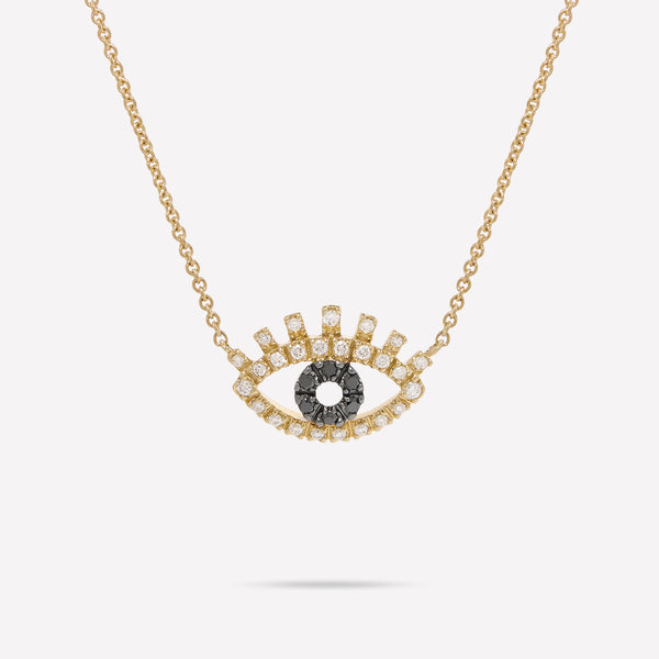 BLACK AND WHITE DIAMOND EVIL EYE NECKLACE