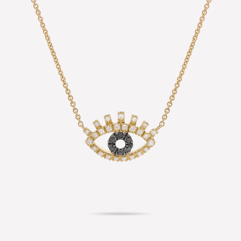 BLACK AND WHITE DIAMOND EVIL EYE NECKLACE