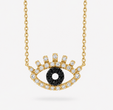 BLACK AND WHITE DIAMOND EVIL EYE NECKLACE