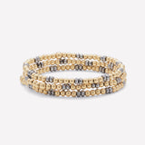 Yellow Gold and Hematite beaded bracelet stack for women