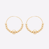 Yellow Gold filled Large Hoops with gold beads earrings for women
