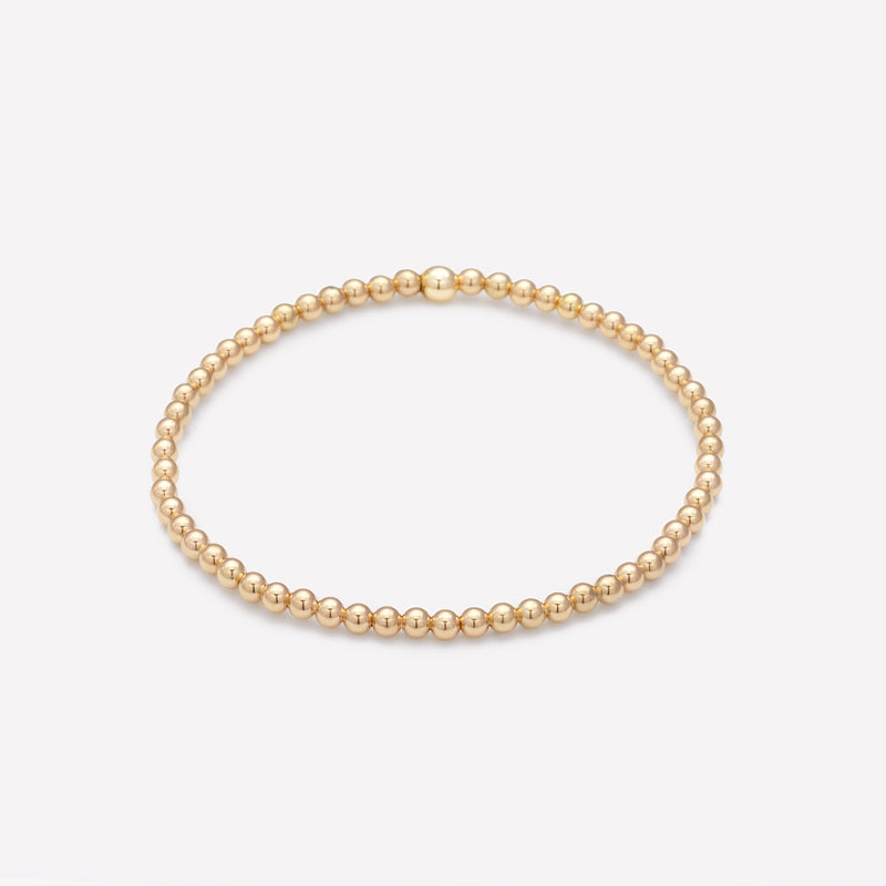 Yellow gold beaded bracelet for women