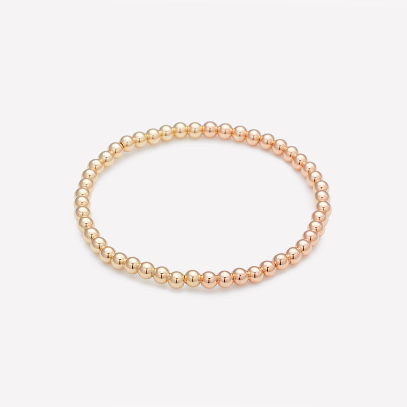 Two tone Rose gold and yellow gold beaded bracelet for women