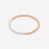 3 Tone yellow gold rose gold and silver beaded bracelet for women