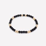 Yellow Gold and Onyx Beaded Bracelet for Women