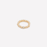 Yellow gold beaded bracelet with single gold plated Zirconia for women