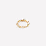 Yellow gold beaded ring for women