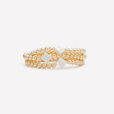 Kids Yellow Gold Beaded Bracelet with Pearl Flower Stack
