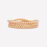 Two tone Rose gold and yellow gold beaded bracelet stack for women