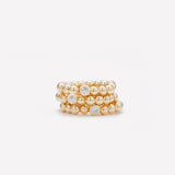 Yellow gold beaded bracelet with single gold plated Zirconia stack for women