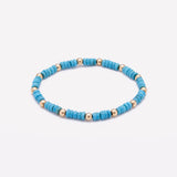 Beaded turquoise nuggets bracelet with yellow gold beads for women